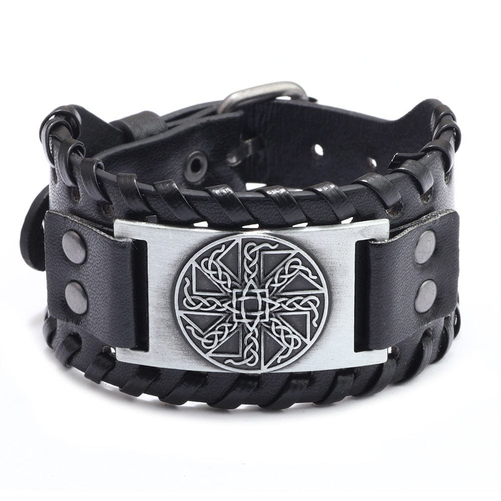 Bracelet en cuir avec amulette en forme de nœud irlandais, bijoux transfrontaliers russes, bracelet païen saroual