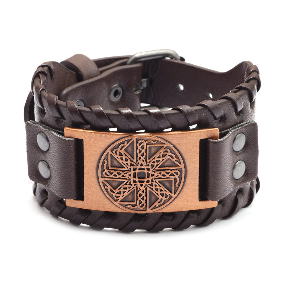 Bracelet en cuir avec amulette en forme de nœud irlandais, bijoux transfrontaliers russes, bracelet païen saroual