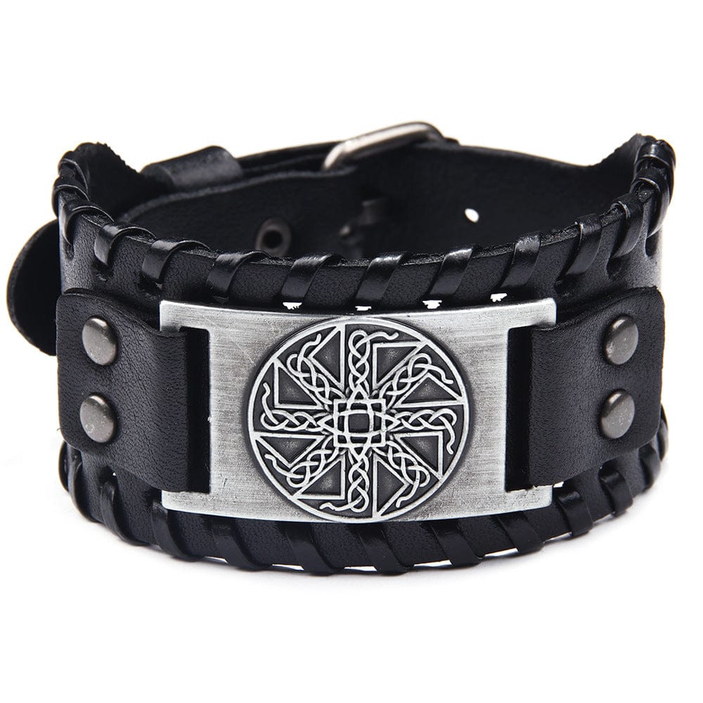 Bracelet en cuir avec amulette en forme de nœud irlandais, bijoux transfrontaliers russes, bracelet païen saroual