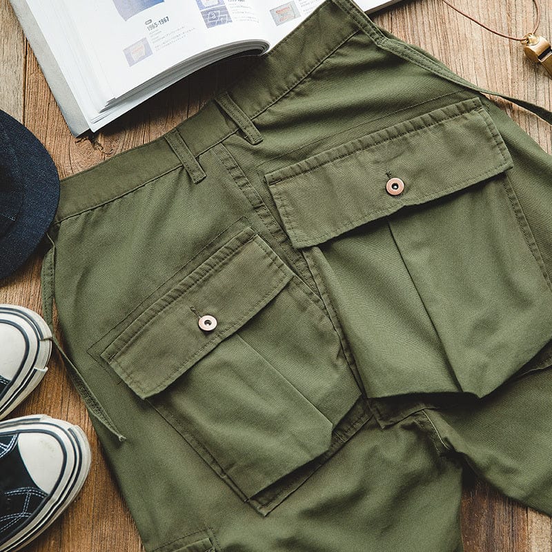 Pantalon cargo décontracté de style rétro japonais avec poche arrière saroual