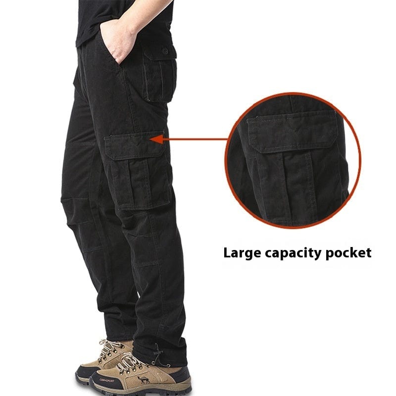 Pantalon cargo multi-poches en coton pour homme, ample, résistant à l'usure, idéal pour les loisirs en plein air saroual