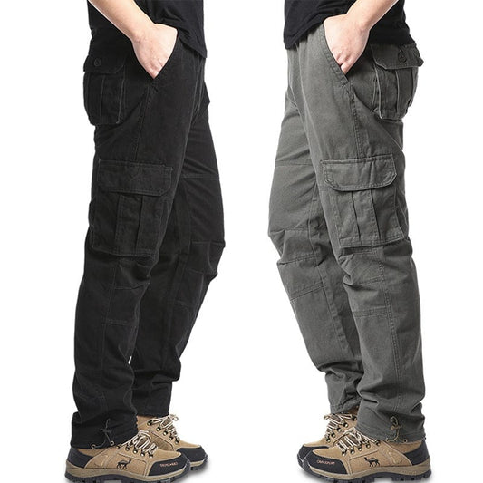 Pantalon cargo multi-poches en coton pour homme, ample, résistant à l'usure, idéal pour les loisirs en plein air saroual