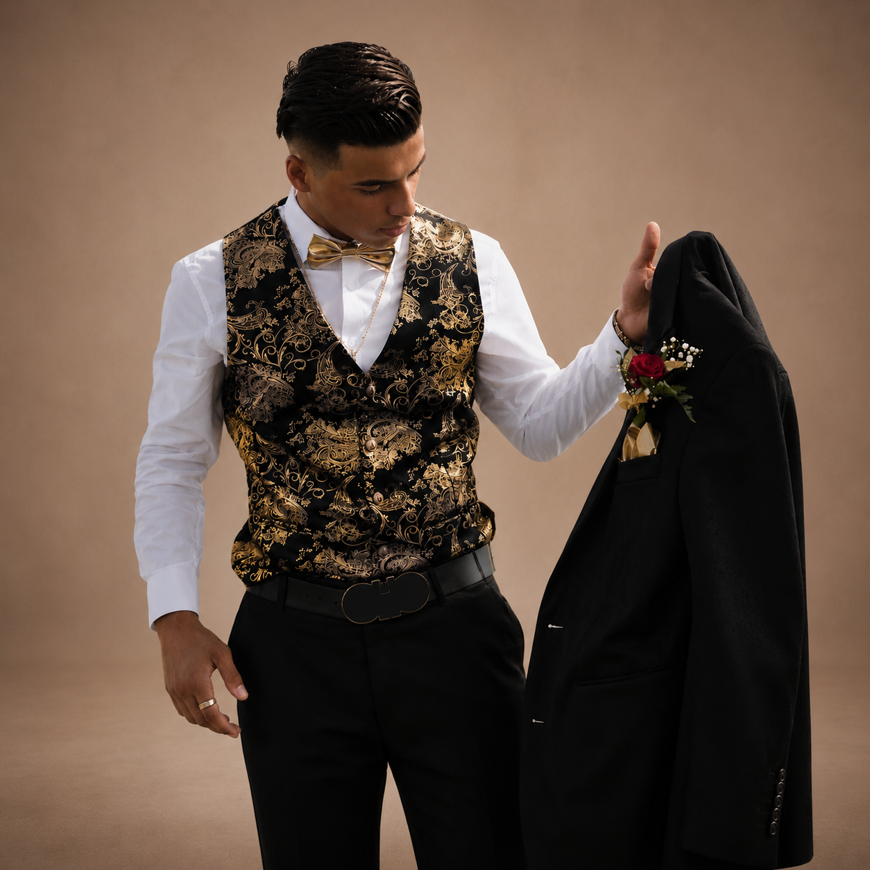 Gilet Homme Steampunk Doré – Costume Mariage