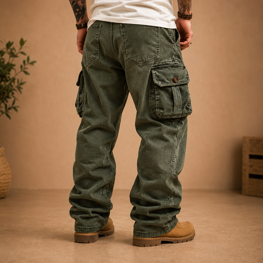 Pantalon cargo rétro élastique