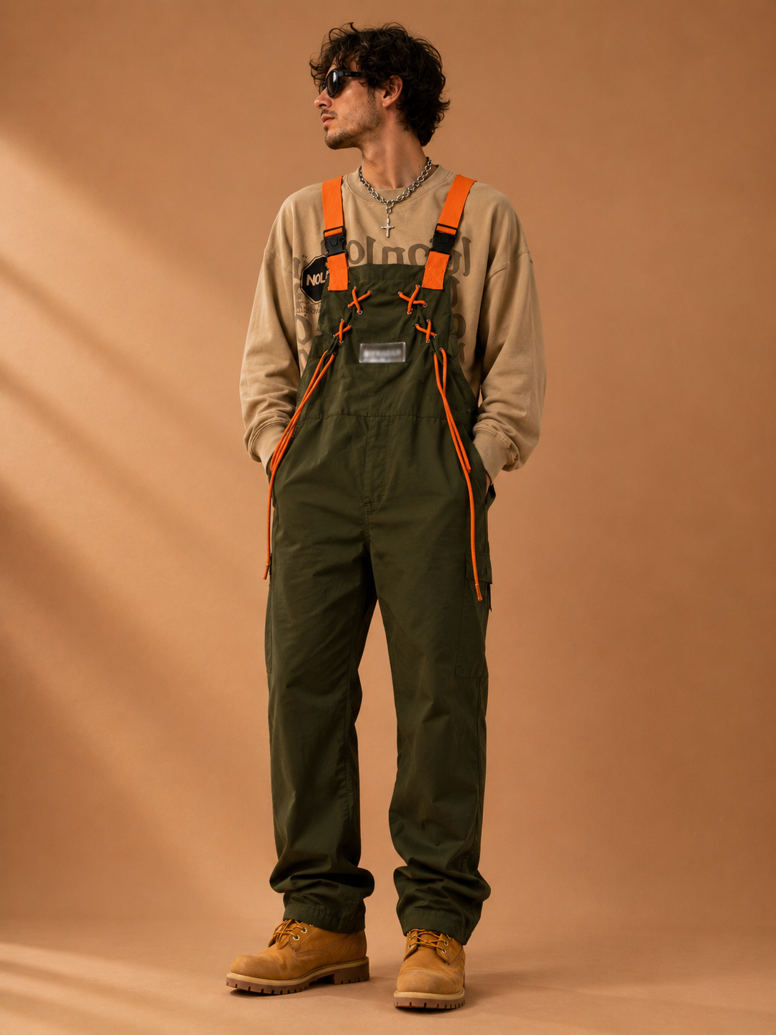 Pantalon Cargo Homme Ample – Coupe Droite à Bretelles