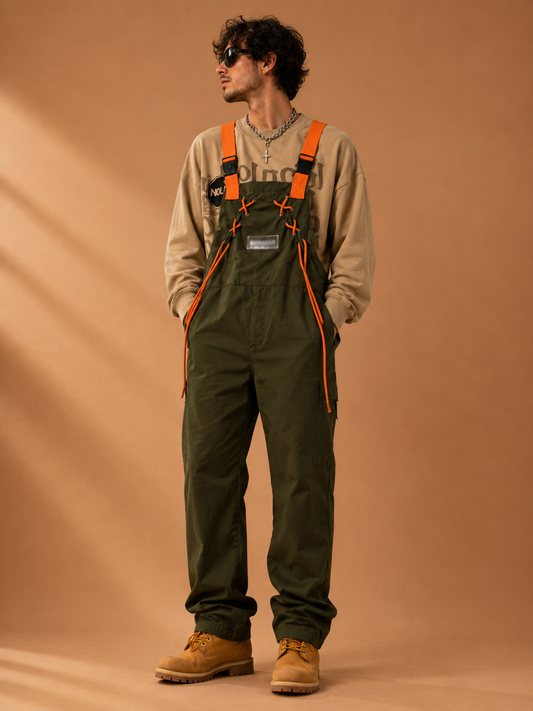 Pantalon Cargo Homme Ample – Coupe Droite à Bretelles