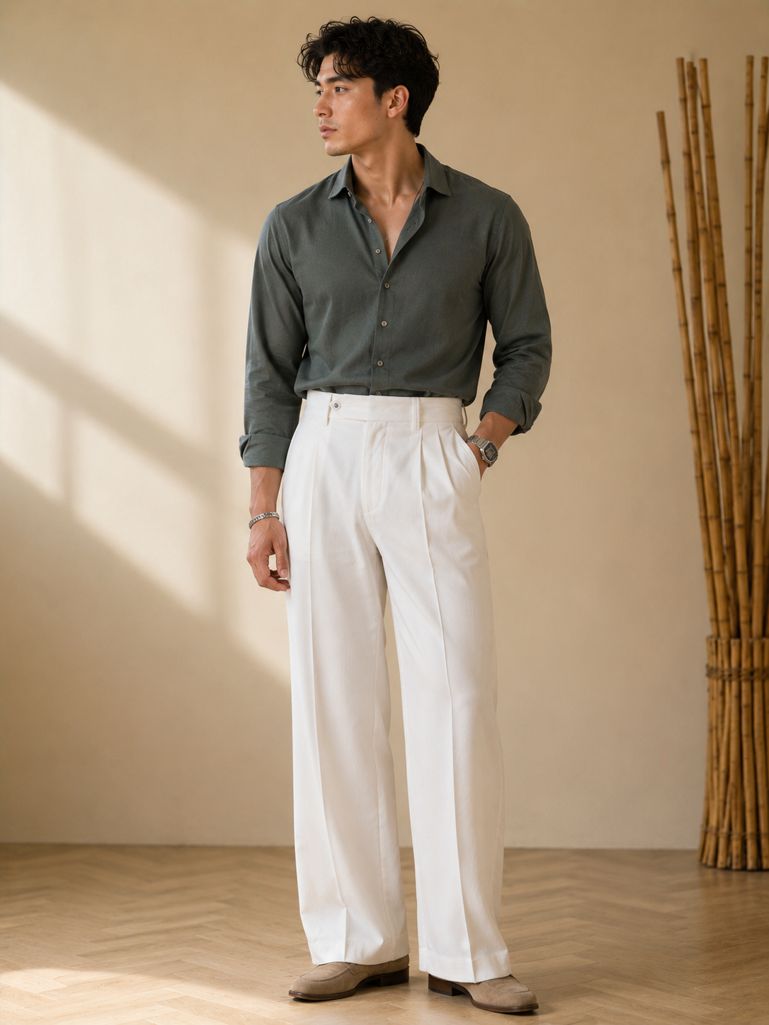 Pantalon Homme Slim Taille Haute – Travail Casual