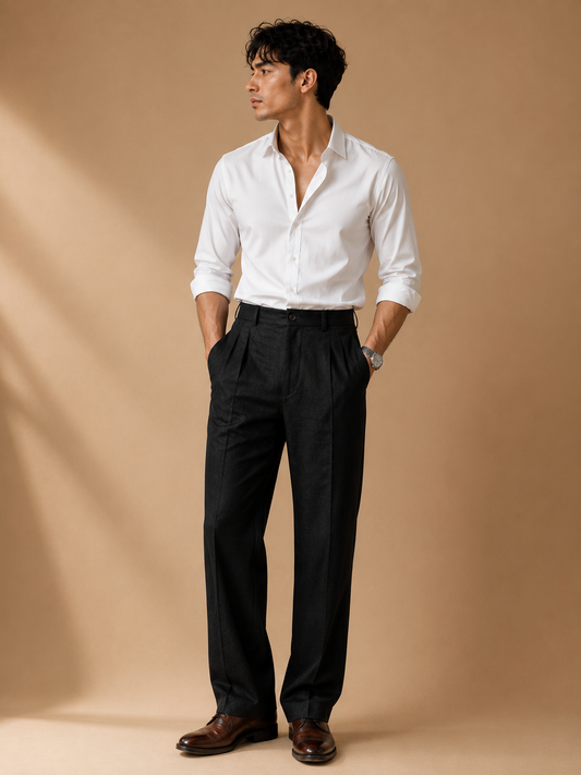 Pantalon Homme Lin Coupe Droite – Décontracté