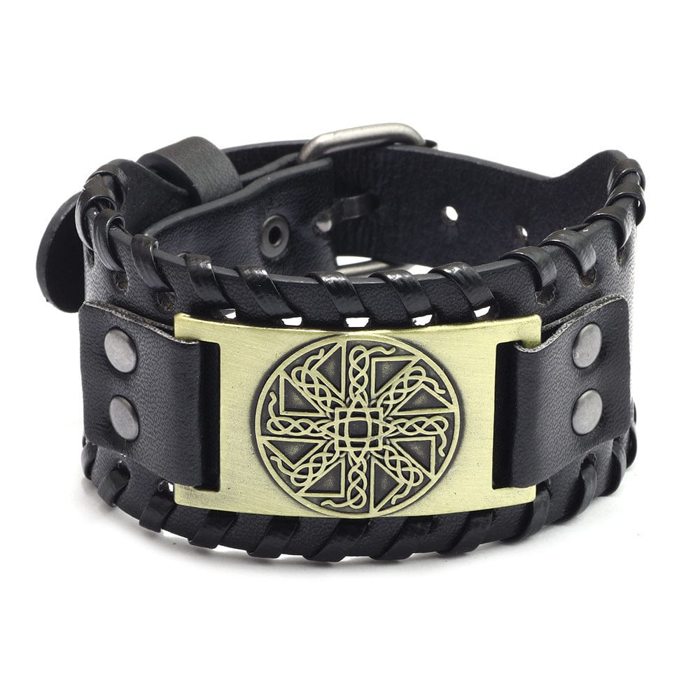 Bracelet en cuir avec amulette en forme de nœud irlandais, bijoux transfrontaliers russes, bracelet païen saroual
