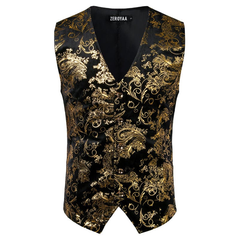 Gilet Steampunk doré pour homme, costume de mariage sans manches saroual