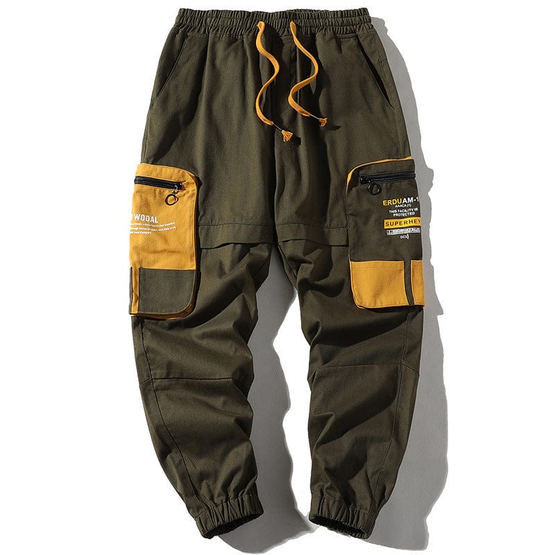 Pantalon cargo ample à imprimé color-block et grandes poches saroual