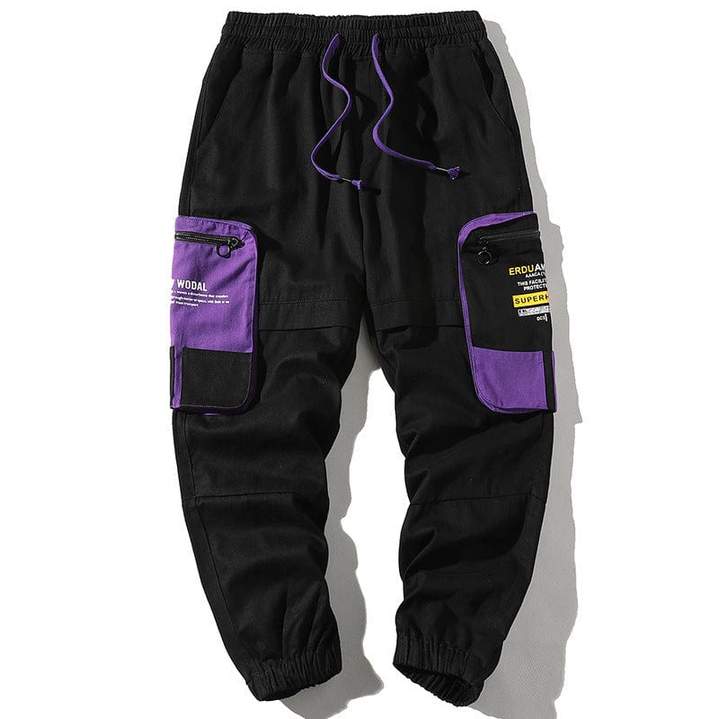 Pantalon cargo ample à imprimé color-block et grandes poches saroual