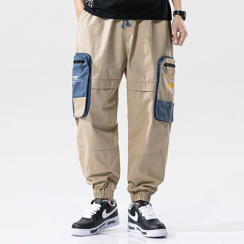 Pantalon cargo ample à imprimé color-block et grandes poches saroual