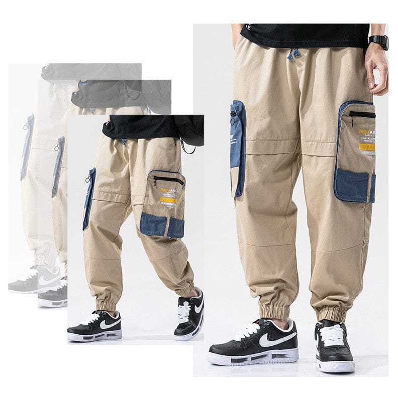 Pantalon cargo ample à imprimé color-block et grandes poches saroual