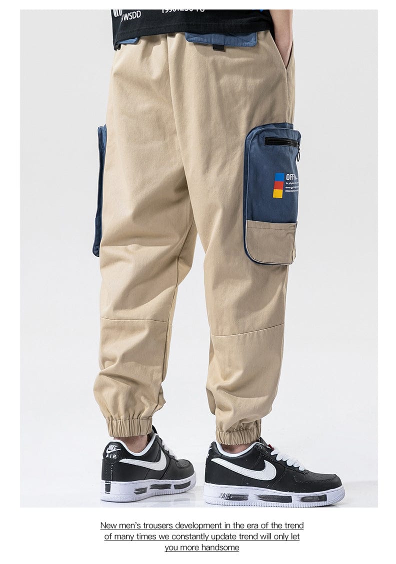 Pantalon cargo ample à imprimé color-block et grandes poches saroual
