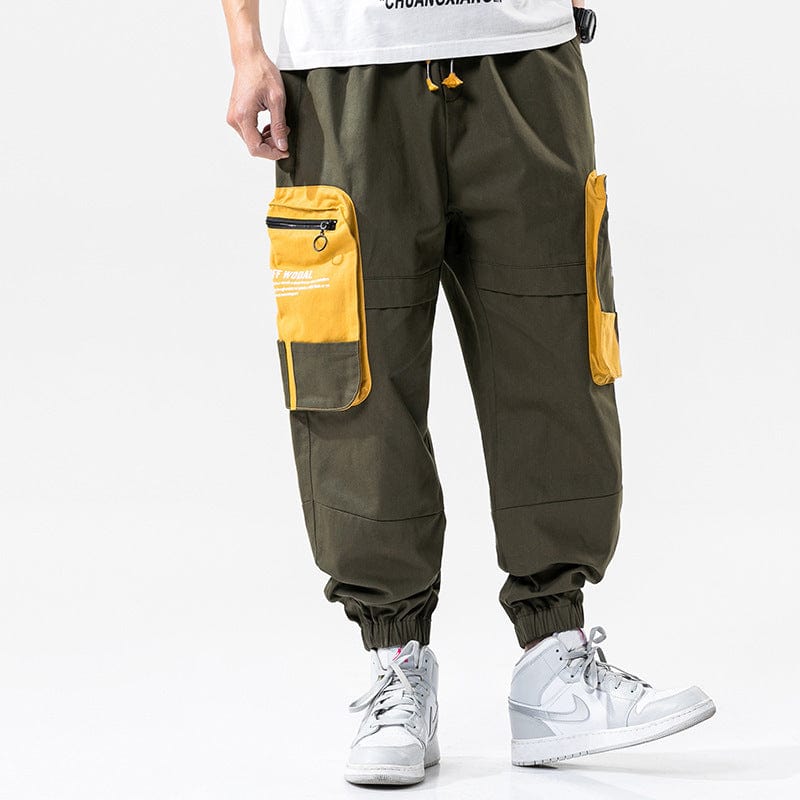 Pantalon cargo ample à imprimé color-block et grandes poches saroual