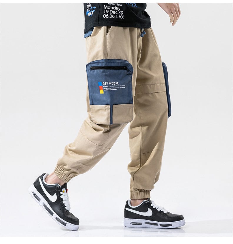 Pantalon cargo ample à imprimé color-block et grandes poches saroual