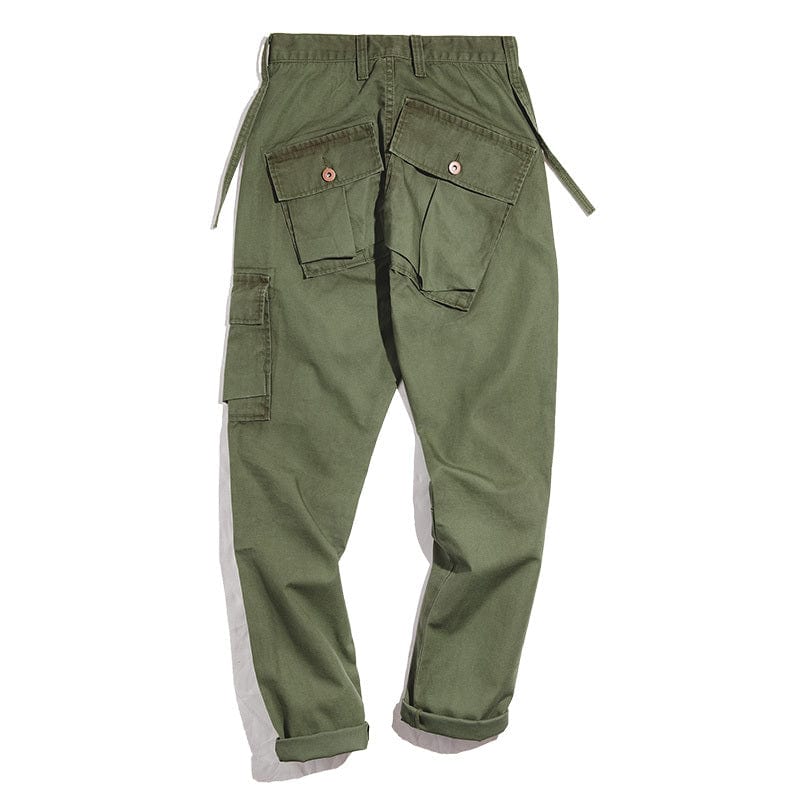 Pantalon cargo décontracté de style rétro japonais avec poche arrière saroual