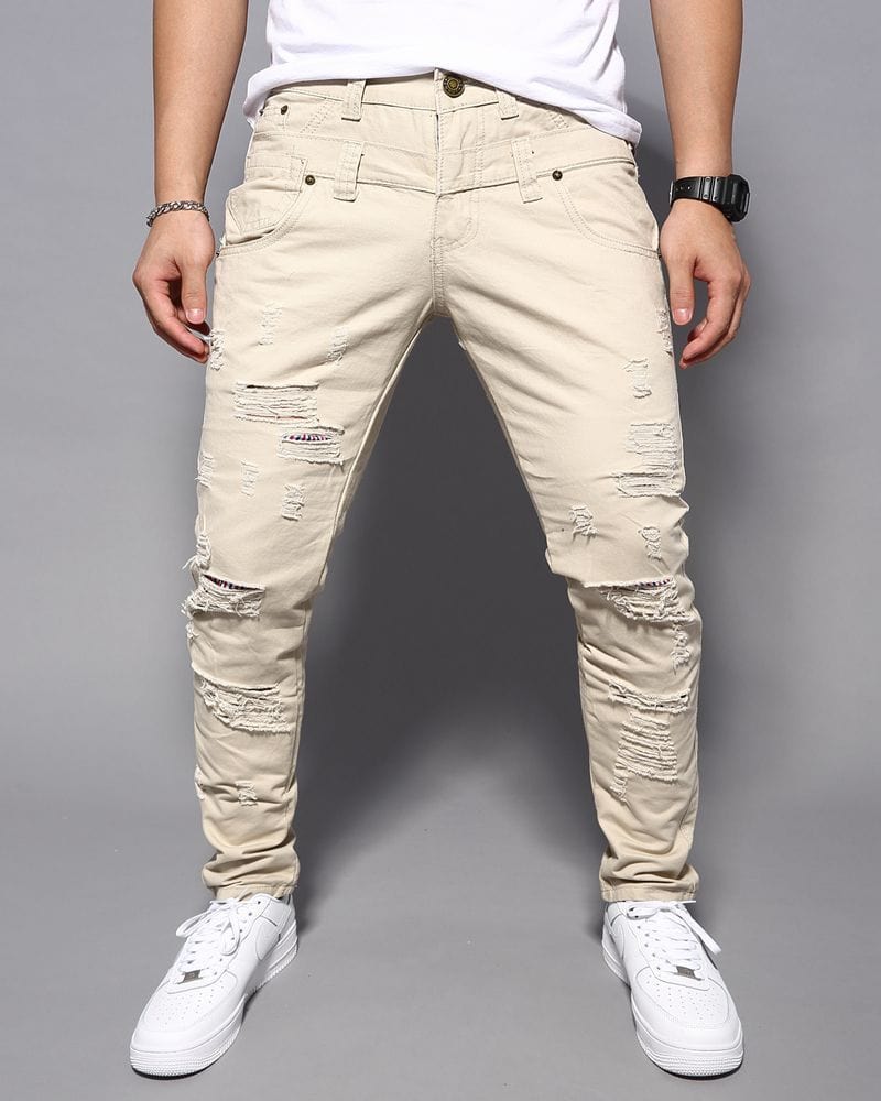 Pantalon cargo décontracté déchiré à double taille saroual