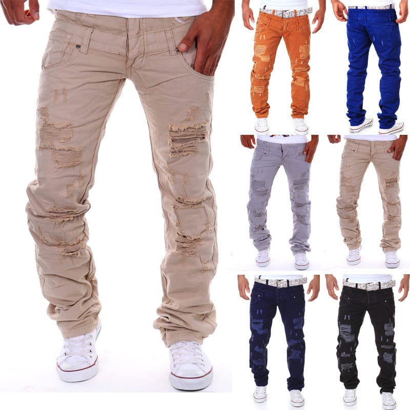 Pantalon cargo décontracté déchiré à double taille saroual