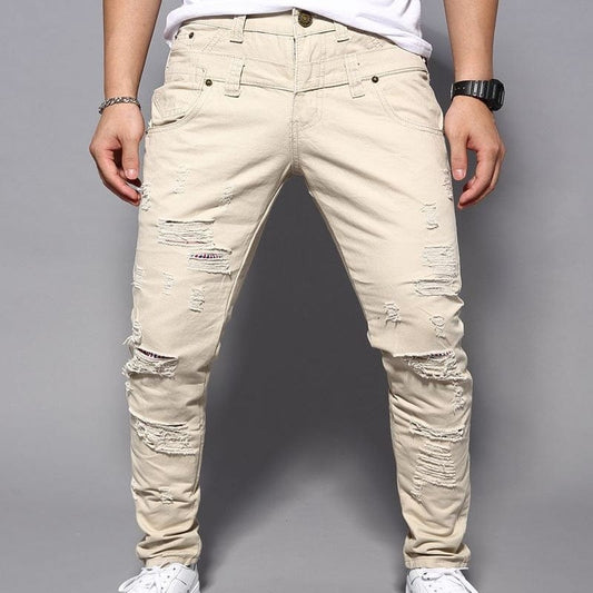 Pantalon cargo décontracté déchiré à double taille saroual