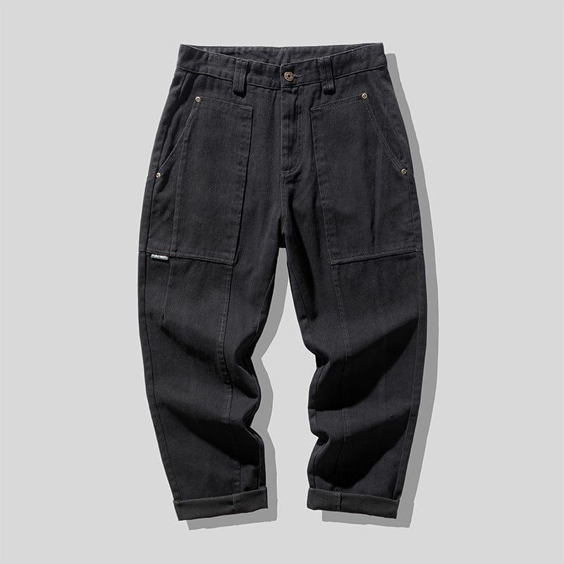 Pantalon cargo décontracté vert armée rétro pour homme, coupe ample et droite saroual