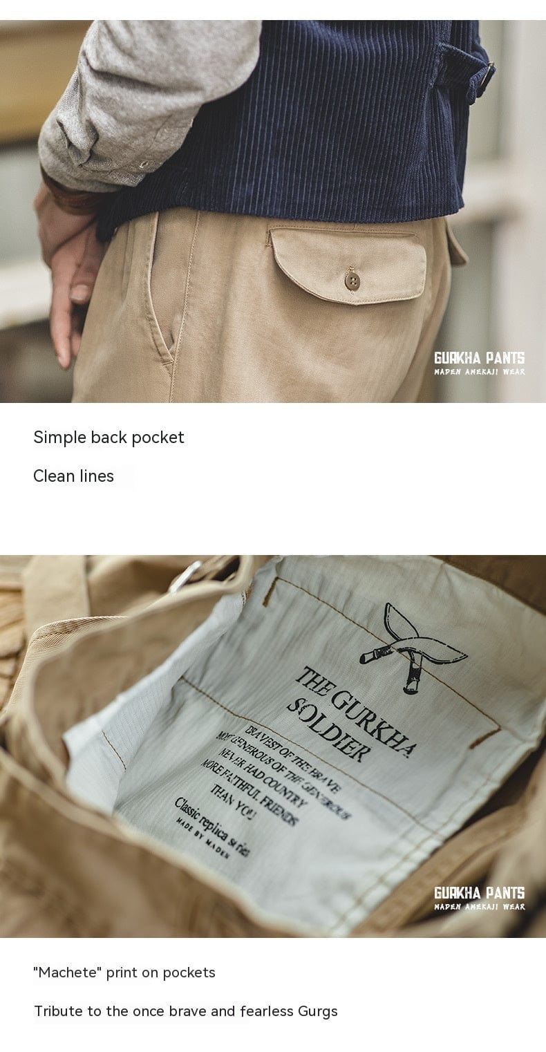 Pantalon cargo droit taille haute rétro pour homme saroual