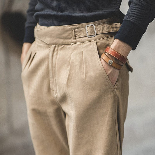 Pantalon cargo droit taille haute rétro pour homme saroual