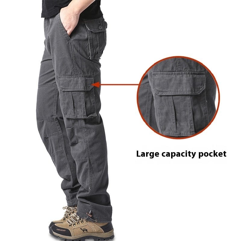 Pantalon cargo multi-poches en coton pour homme, ample, résistant à l'usure, idéal pour les loisirs en plein air saroual