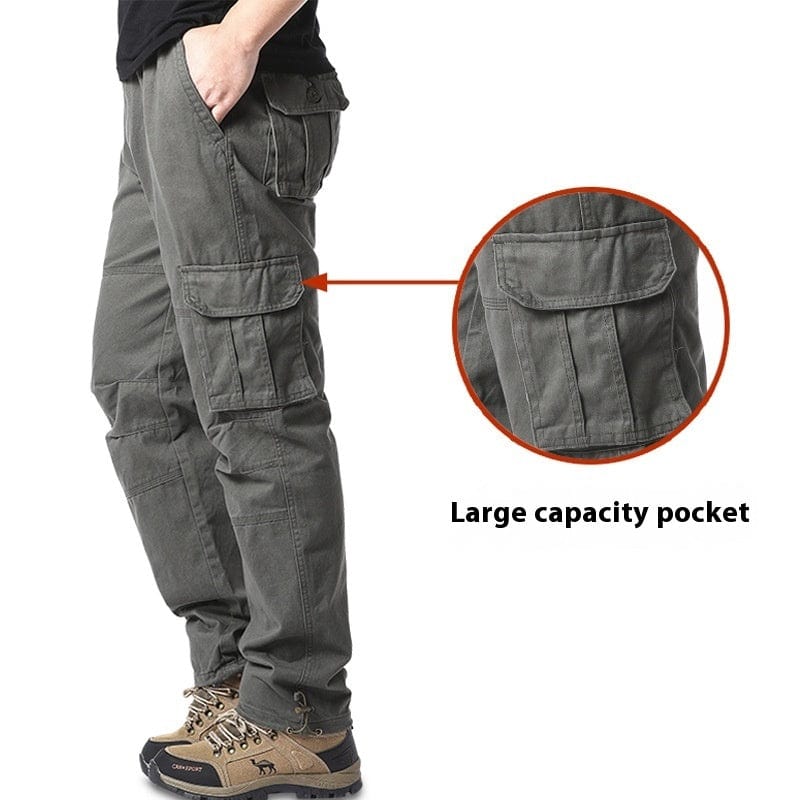Pantalon cargo multi-poches en coton pour homme, ample, résistant à l'usure, idéal pour les loisirs en plein air saroual