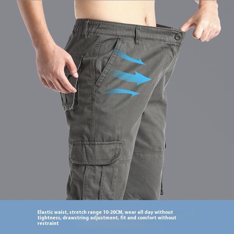 Pantalon cargo multi-poches en coton pour homme, ample, résistant à l'usure, idéal pour les loisirs en plein air saroual