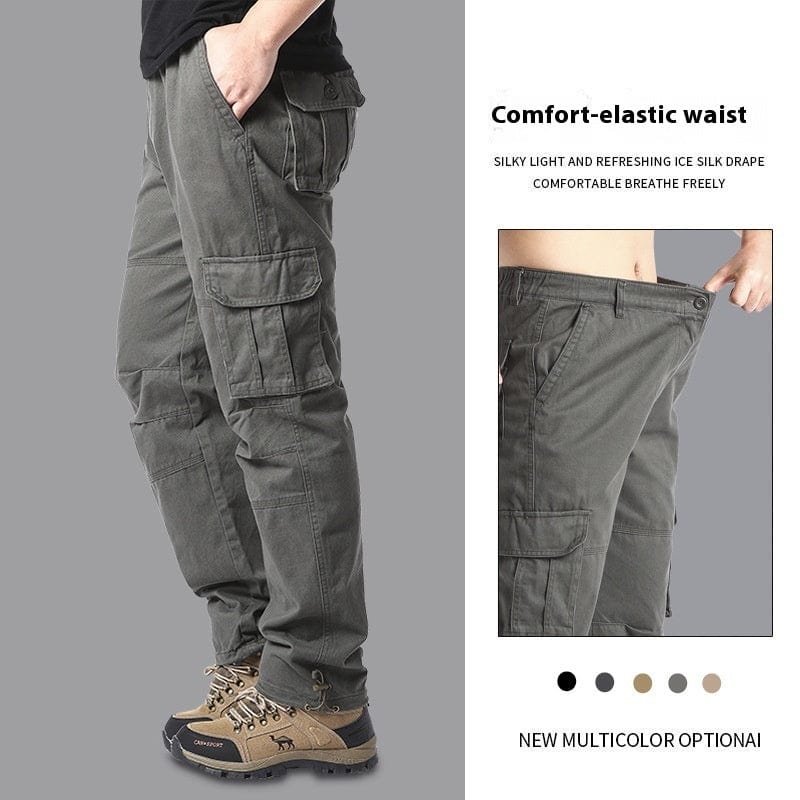 Pantalon cargo multi-poches en coton pour homme, ample, résistant à l'usure, idéal pour les loisirs en plein air saroual
