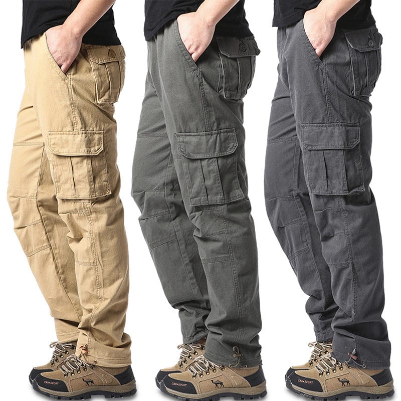 Pantalon cargo multi-poches en coton pour homme, ample, résistant à l'usure, idéal pour les loisirs en plein air saroual