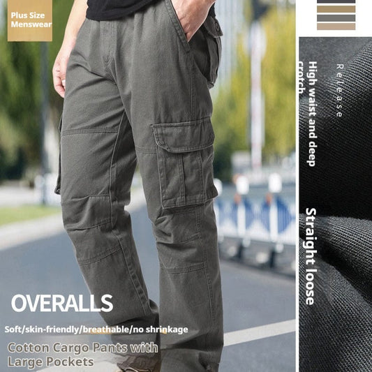 Pantalon cargo multi-poches en coton pour homme, ample, résistant à l'usure, idéal pour les loisirs en plein air saroual