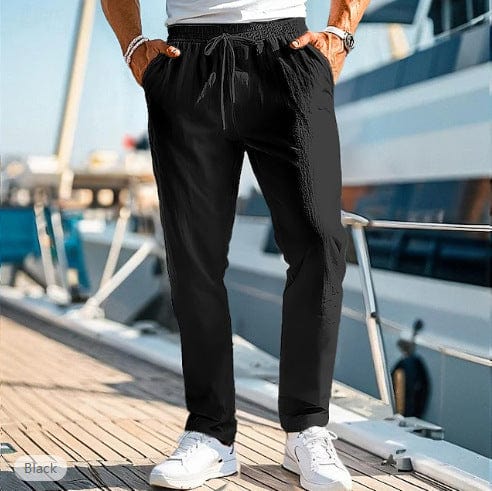 Pantalon d'été pour homme, taille élastique, coupe droite saroual