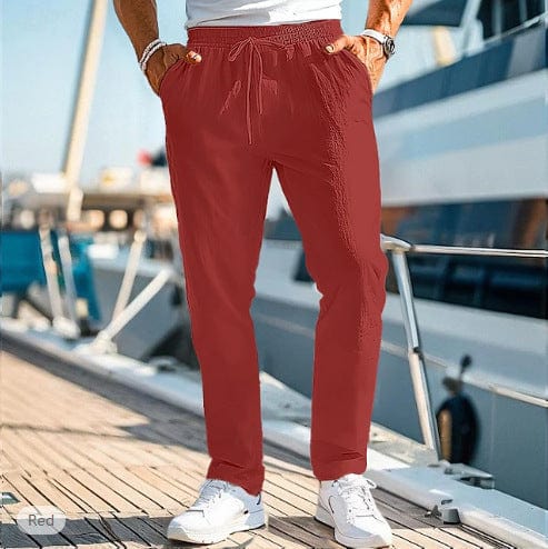 Pantalon d'été pour homme, taille élastique, coupe droite saroual