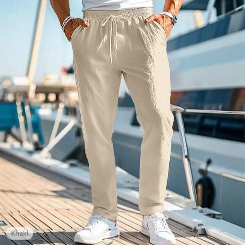 Pantalon d'été pour homme, taille élastique, coupe droite saroual