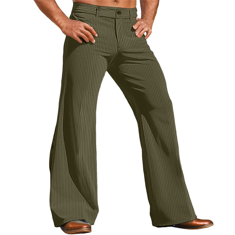 Pantalon d'extérieur en velours côtelé pour homme, coupe large saroual