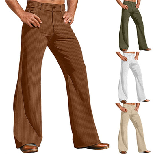 Pantalon d'extérieur en velours côtelé pour homme, coupe large saroual