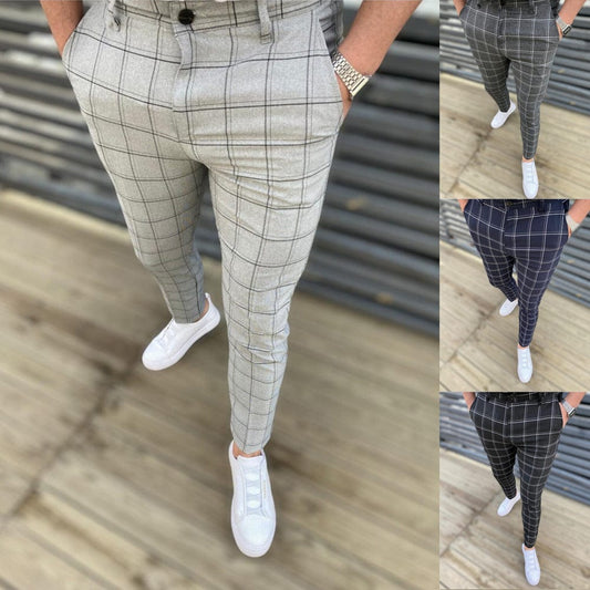 Pantalon décontracté à carreaux pour homme saroual