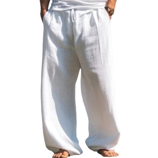 Pantalon décontracté d'extérieur pour la plage, couleur unie, coupe droite large saroual
