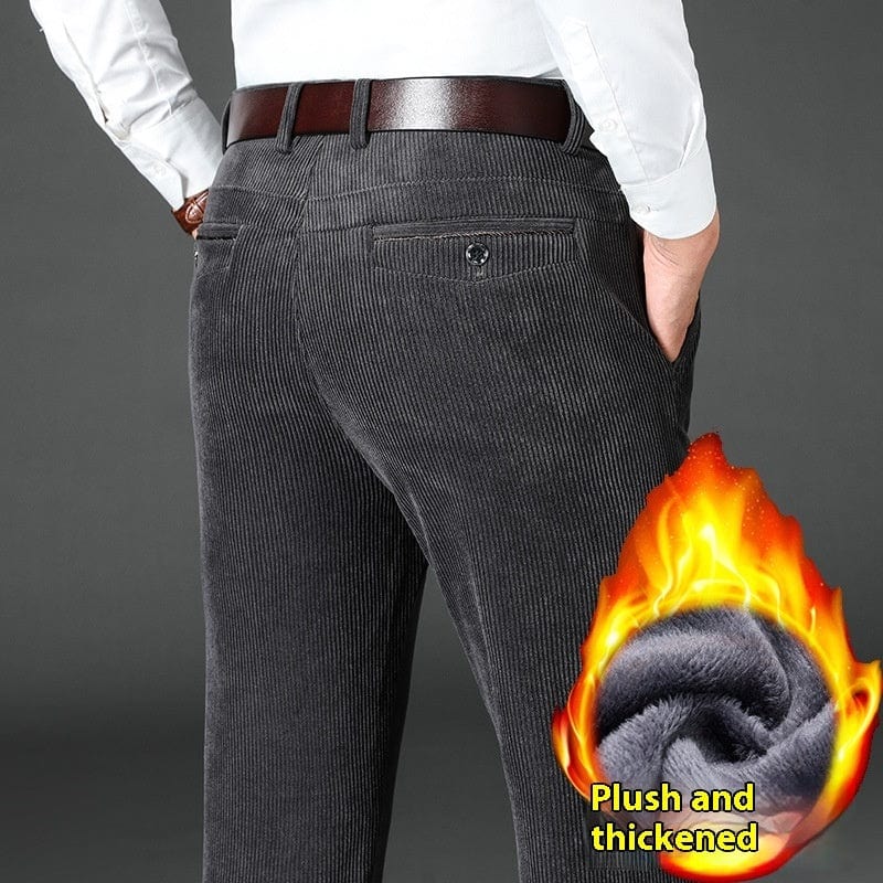 Pantalon homme en velours côtelé épais doublé polaire, taille haute saroual
