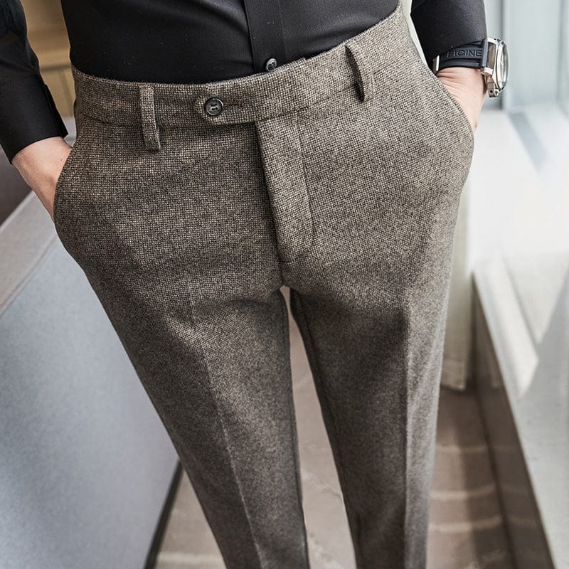 Pantalon slim droit pour homme en tissu poncé saroual