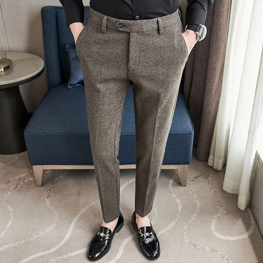 Pantalon slim droit pour homme en tissu poncé saroual
