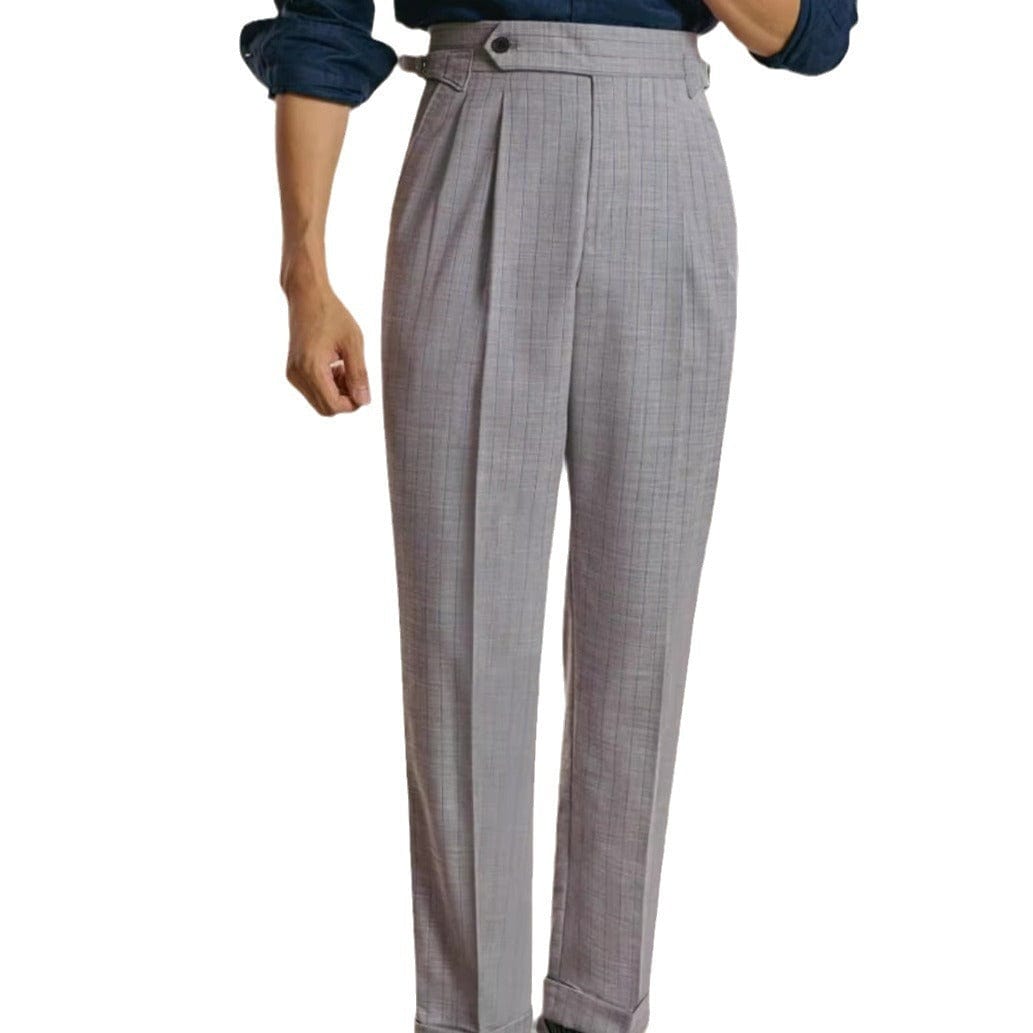 Pantalon taille haute rayé décontracté avec boucle ajustable saroual