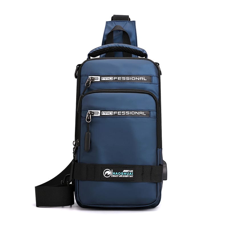 Sacs multifonctions pour hommes, sac à dos en nylon, sac à bandoulière avec port de chargement USB, sacs de poitrine saroual