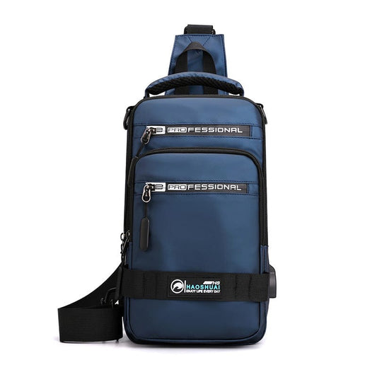 Sacs multifonctions pour hommes, sac à dos en nylon, sac à bandoulière avec port de chargement USB, sacs de poitrine saroual