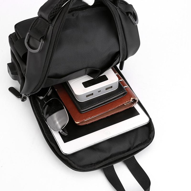 Sacs multifonctions pour hommes, sac à dos en nylon, sac à bandoulière avec port de chargement USB, sacs de poitrine saroual