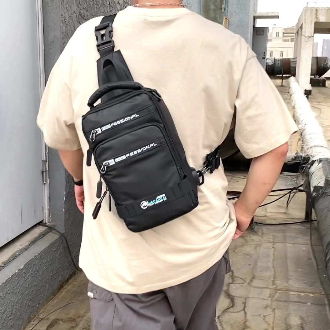 Sacs multifonctions pour hommes, sac à dos en nylon, sac à bandoulière avec port de chargement USB, sacs de poitrine saroual